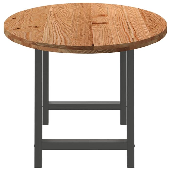 Table à manger marron clair bois de chêne massif ovale – Image 4