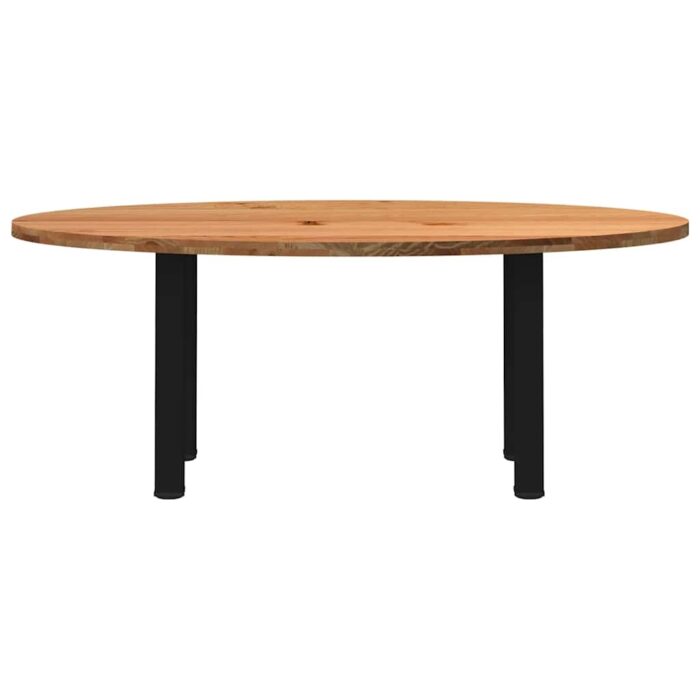 Table à manger marron clair bois de chêne massif ovale – Image 2