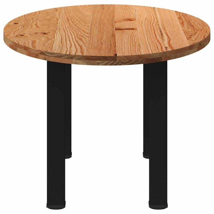 Table à manger marron clair bois de chêne massif ovale – Image 3