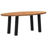 Table à manger marron clair bois de chêne massif ovale
