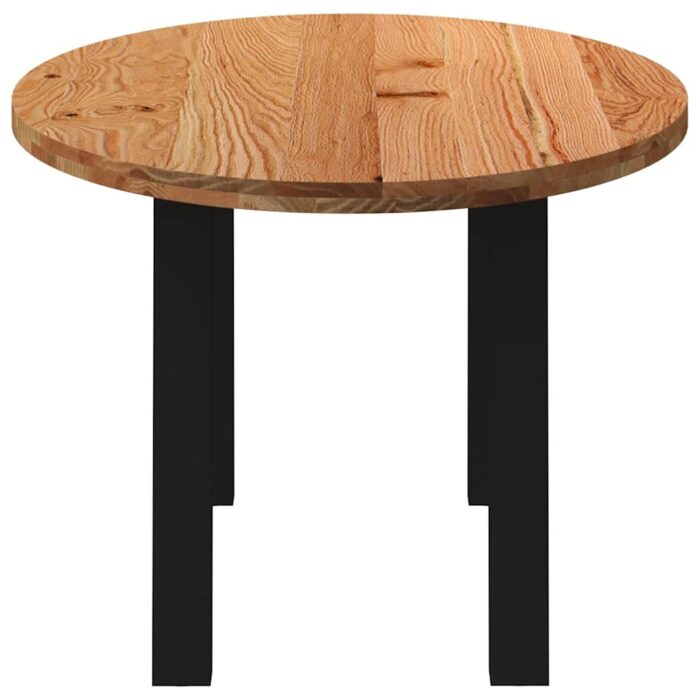 Table à manger marron clair bois de chêne massif ovale – Image 3
