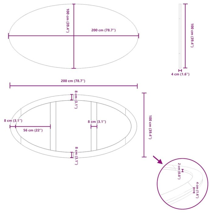 Table à manger marron clair bois de chêne massif ovale – Image 13