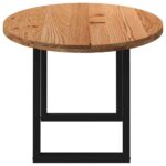 Table à manger marron clair bois de chêne massif ovale – Image 3