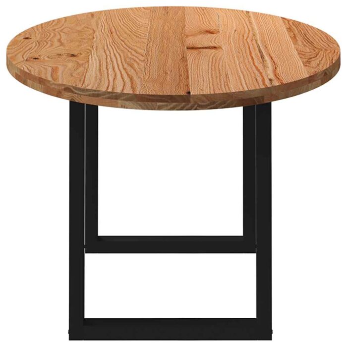 Table à manger marron clair bois de chêne massif ovale – Image 3