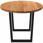 Table à manger marron clair bois de chêne massif ovale – Image 3