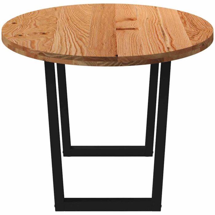 Table à manger marron clair bois de chêne massif ovale – Image 3