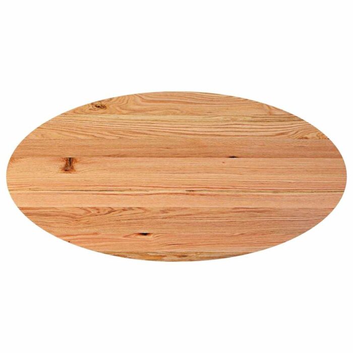 Table à manger marron clair bois de chêne massif ovale – Image 5