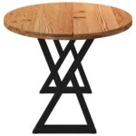 Table à manger marron clair bois de chêne massif ovale – Image 3