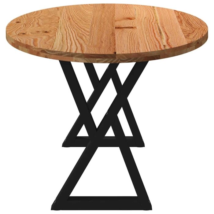 Table à manger marron clair bois de chêne massif ovale – Image 3