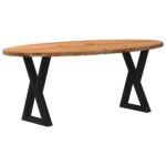 Table à manger marron clair bois de chêne massif ovale – Image 4