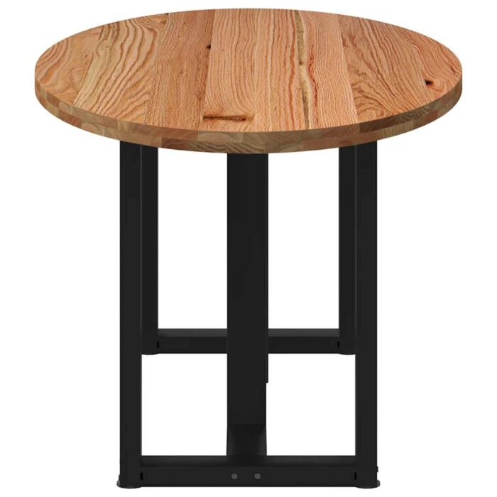 Table à manger marron clair bois de chêne massif ovale – Image 4