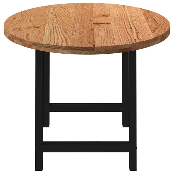 Table à manger marron clair bois de chêne massif ovale – Image 3