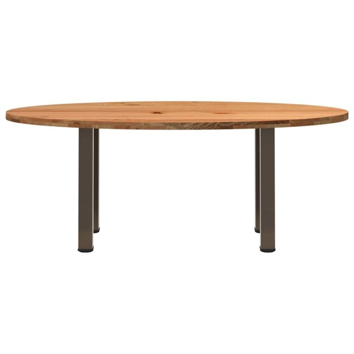 Table à manger marron clair bois de chêne massif ovale – Image 2