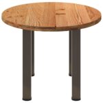 Table à manger marron clair bois de chêne massif ovale – Image 3