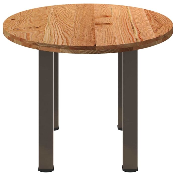 Table à manger marron clair bois de chêne massif ovale – Image 3