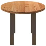 Table à manger marron clair bois de chêne massif ovale – Image 3