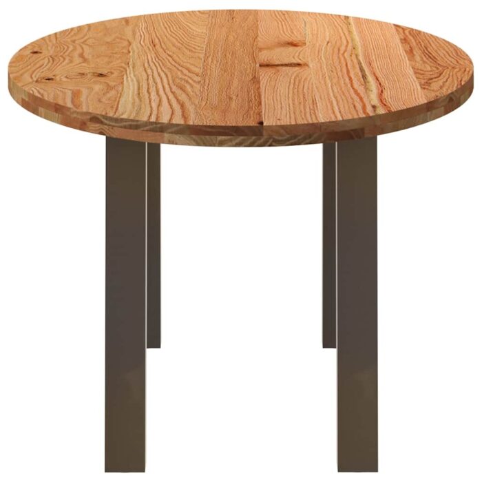 Table à manger marron clair bois de chêne massif ovale – Image 3