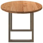 Table à manger marron clair bois de chêne massif ovale – Image 3