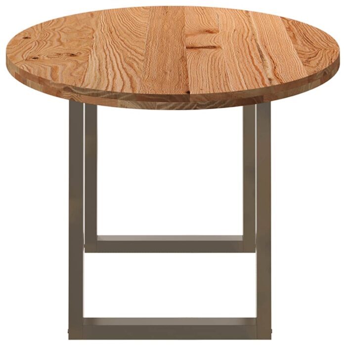 Table à manger marron clair bois de chêne massif ovale – Image 3