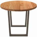Table à manger marron clair bois de chêne massif ovale – Image 3
