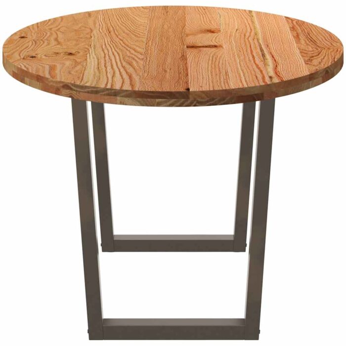 Table à manger marron clair bois de chêne massif ovale – Image 3