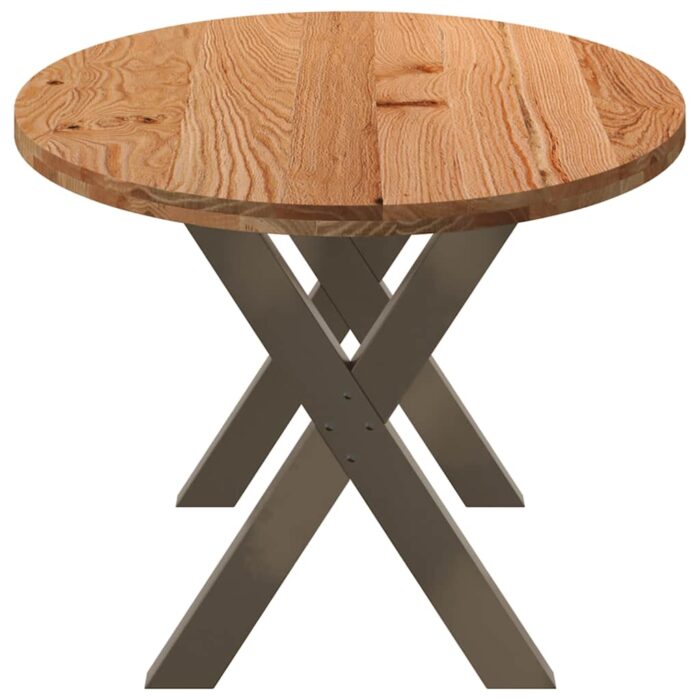 Table à manger marron clair bois de chêne massif ovale – Image 4