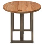 Table à manger marron clair bois de chêne massif ovale – Image 4