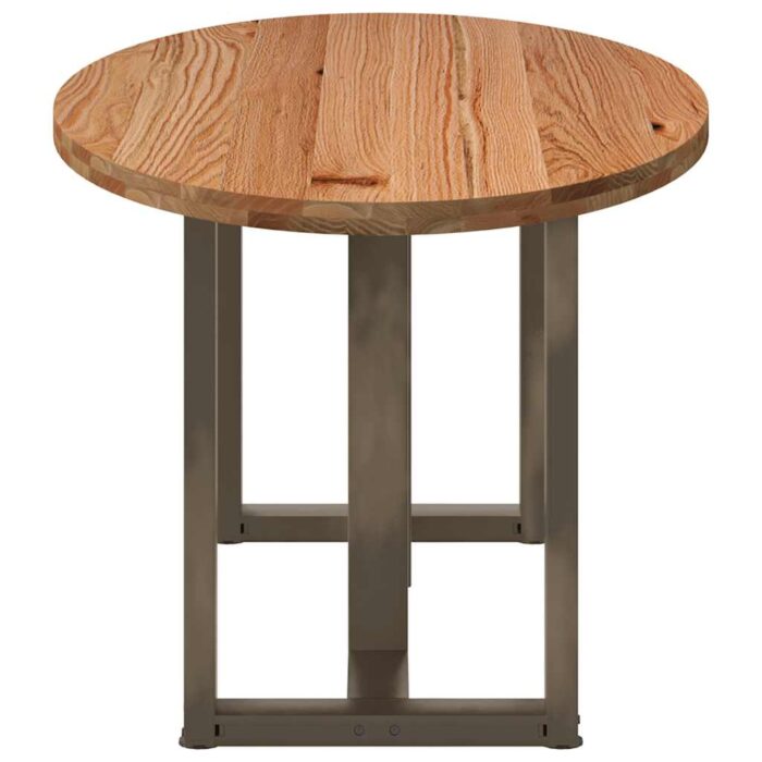 Table à manger marron clair bois de chêne massif ovale – Image 4