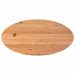 Table à manger marron clair bois de chêne massif ovale – Image 7
