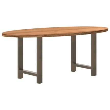 Table à manger marron clair bois de chêne massif ovale