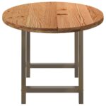 Table à manger marron clair bois de chêne massif ovale – Image 3