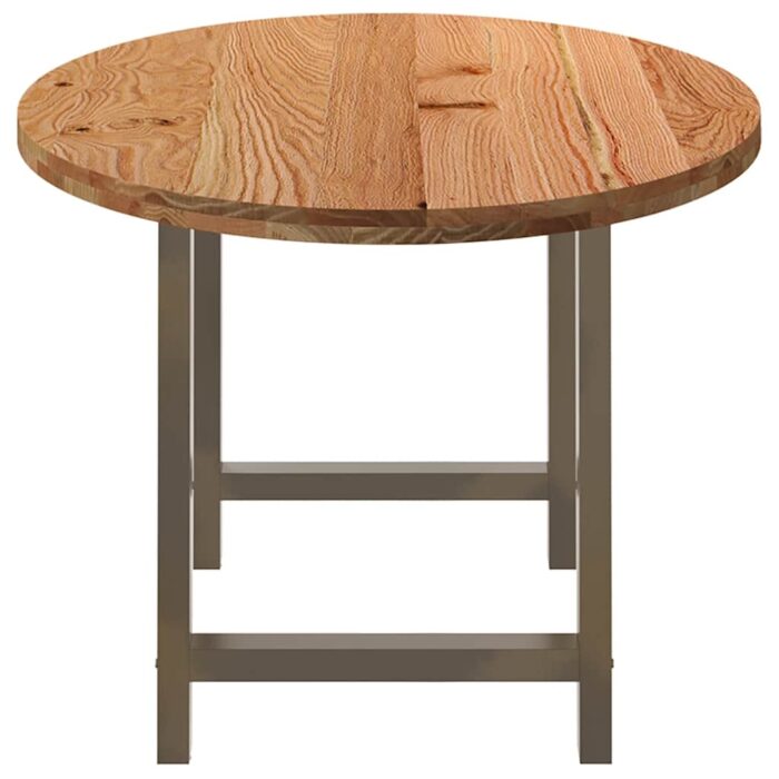 Table à manger marron clair bois de chêne massif ovale – Image 3