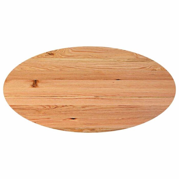 Table à manger marron clair bois de chêne massif ovale – Image 5