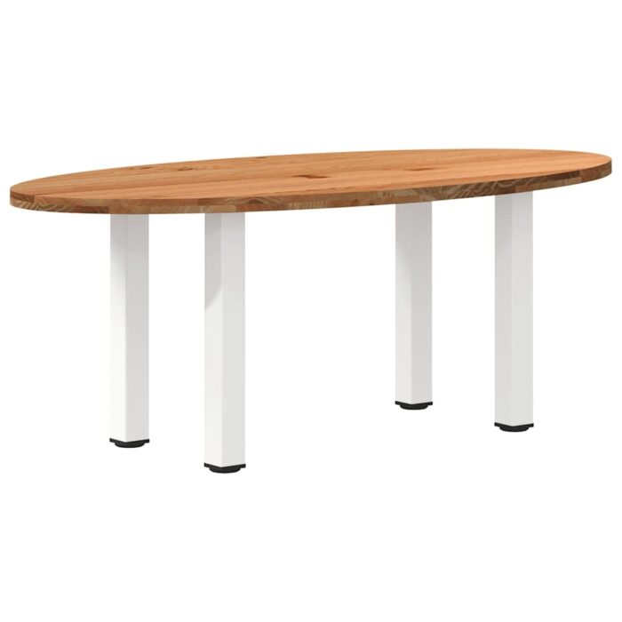 Table à manger marron clair bois de chêne massif ovale – Image 1