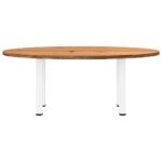 Table à manger marron clair bois de chêne massif ovale – Image 2