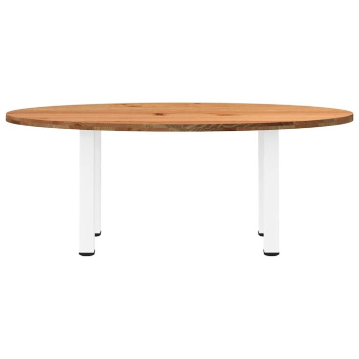 Table à manger marron clair bois de chêne massif ovale – Image 2
