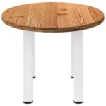 Table à manger marron clair bois de chêne massif ovale – Image 3