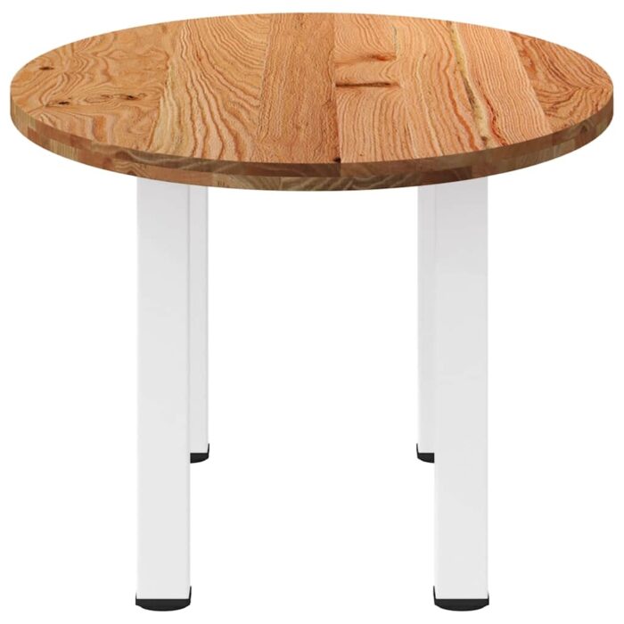 Table à manger marron clair bois de chêne massif ovale – Image 3