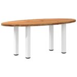 Table à manger marron clair bois de chêne massif ovale – Image 4