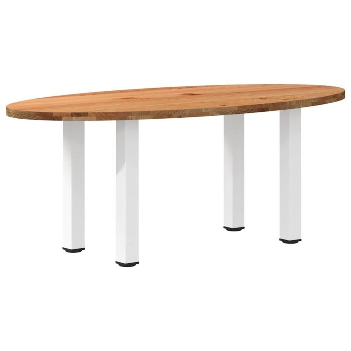 Table à manger marron clair bois de chêne massif ovale – Image 4