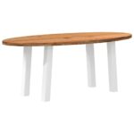 Table à manger marron clair bois de chêne massif ovale
