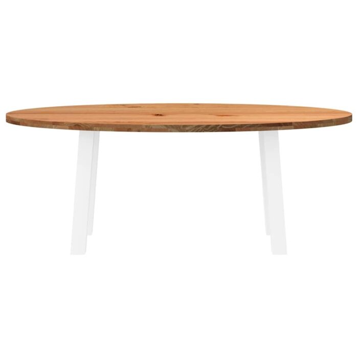 Table à manger marron clair bois de chêne massif ovale – Image 2
