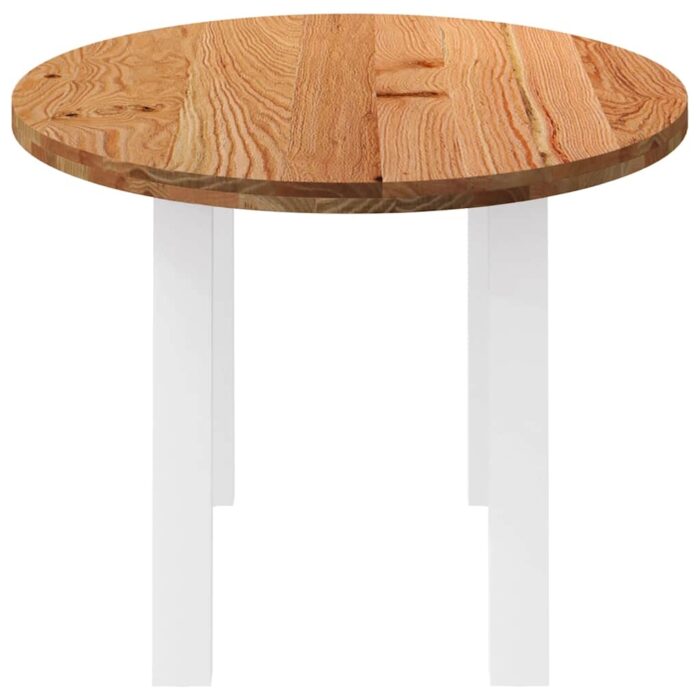 Table à manger marron clair bois de chêne massif ovale – Image 3