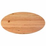 Table à manger marron clair bois de chêne massif ovale – Image 5