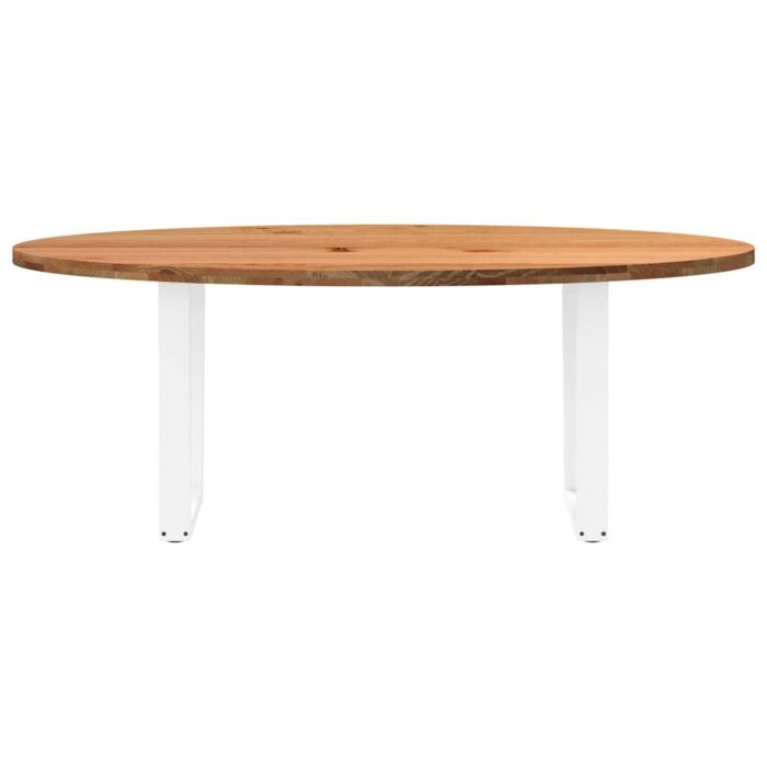 Table à manger marron clair bois de chêne massif ovale – Image 2