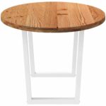 Table à manger marron clair bois de chêne massif ovale – Image 3
