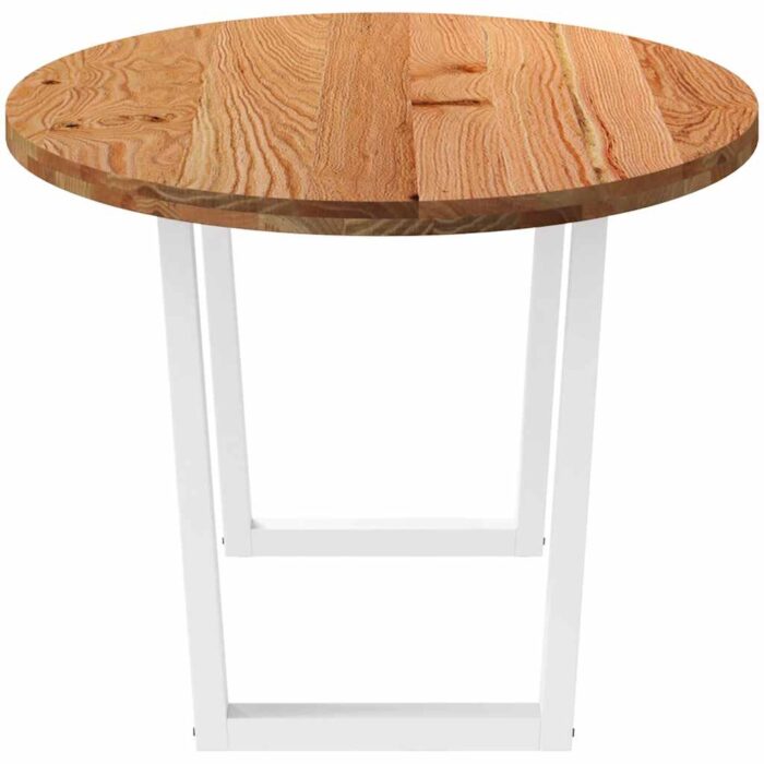 Table à manger marron clair bois de chêne massif ovale – Image 3