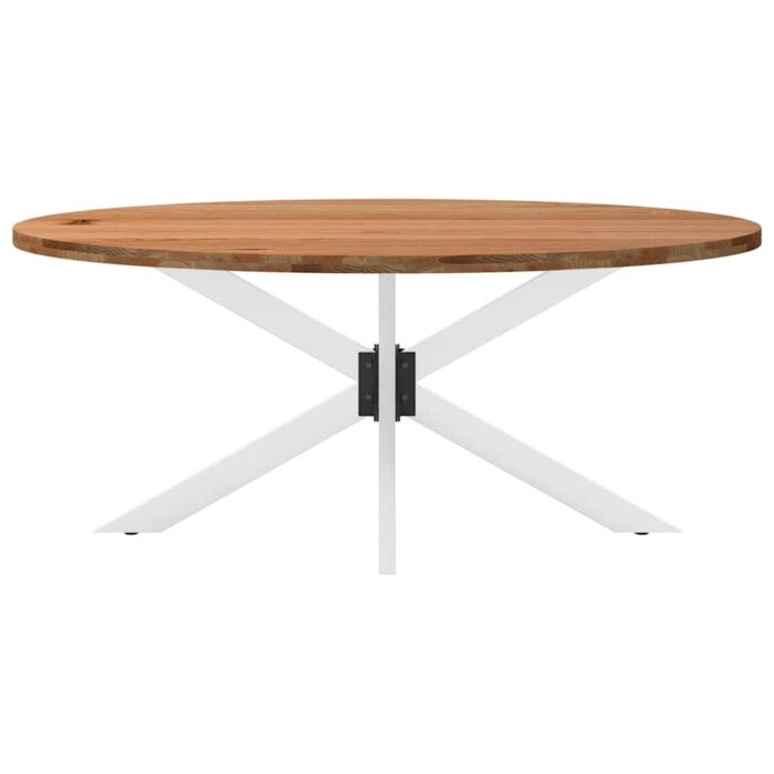 Table à manger marron clair bois de chêne massif ovale – Image 2