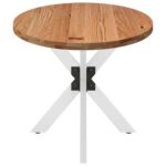 Table à manger marron clair bois de chêne massif ovale – Image 3