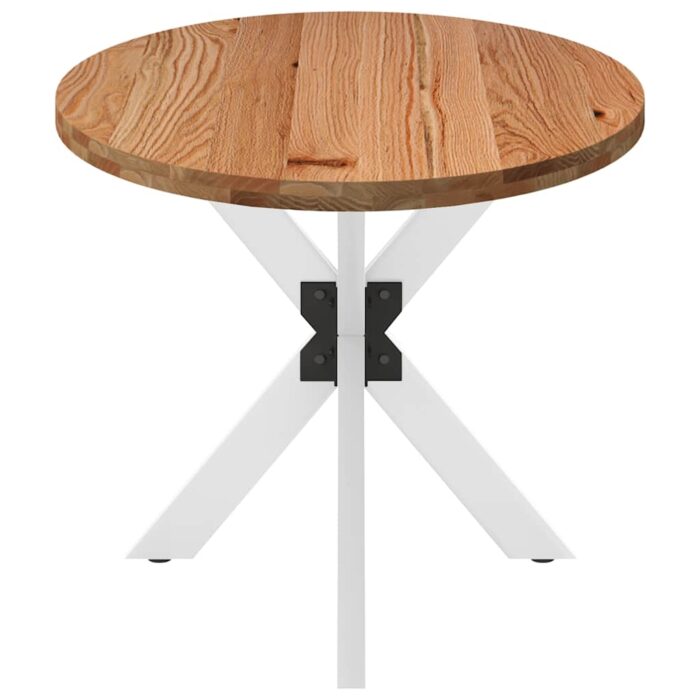 Table à manger marron clair bois de chêne massif ovale – Image 3